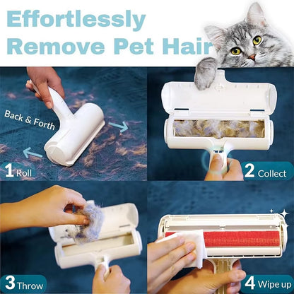 1PC Reusable Pet Hair Removal Mitts & Rollers for Cat & Dog-Self-Cleaning Lint Roller Set for Furniture Couch Carpet